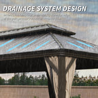 14' x 24' Hardtop Gazebo with Drainage System - Brown or Grey