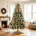 7.5 ft Pre-Lit Artificial Christmas Tree with 400 LED Lights - White Tips