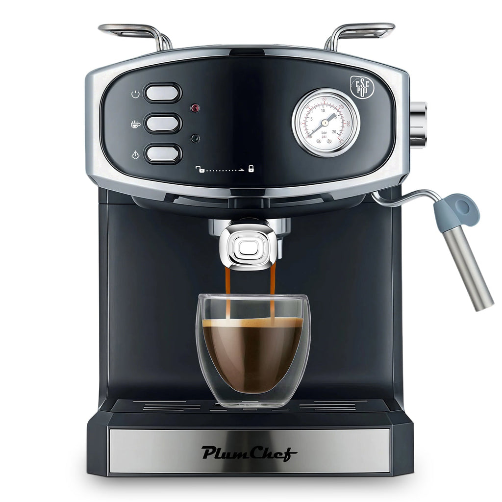 20 Bar Espresso Machine with Semi-Automatic Control - Black or Blue