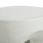 Outdoor Round Top Side Table with Lightweight Concrete Construction - Antique White