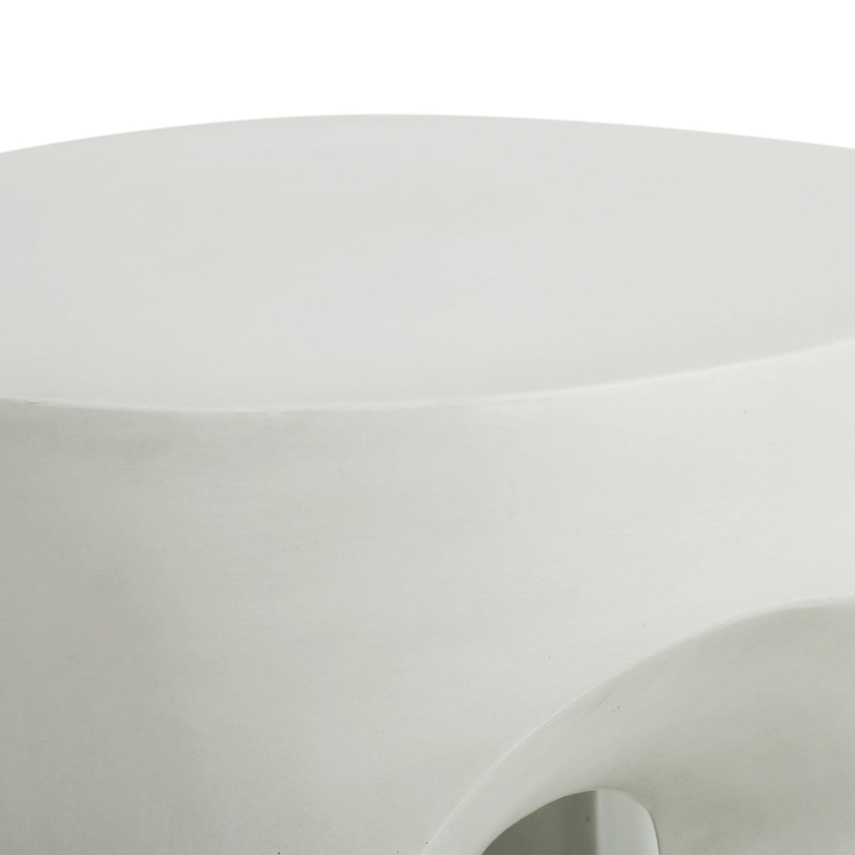 Outdoor Round Top Side Table with Lightweight Concrete Construction - Antique White