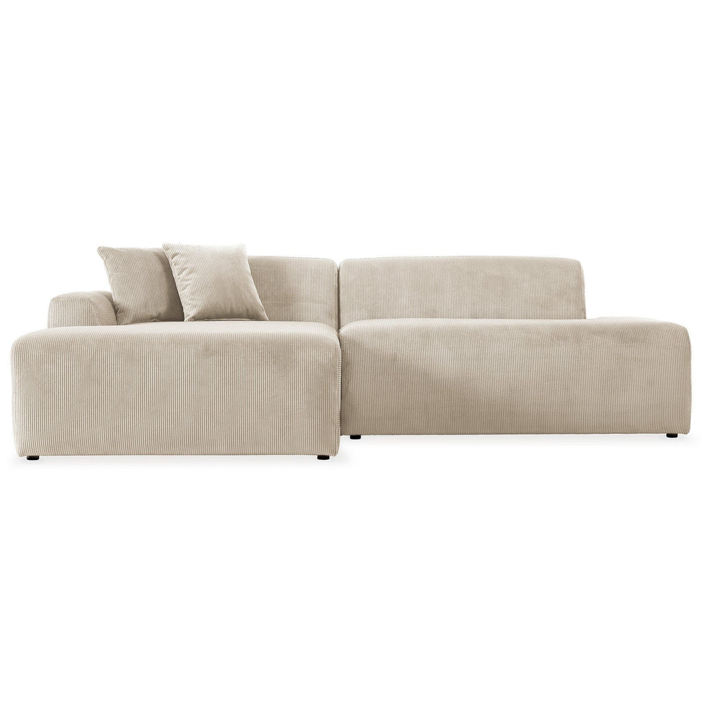 High-Quality Microfiber Sectional Sofa with Deep Seating - Beige or Dark Green