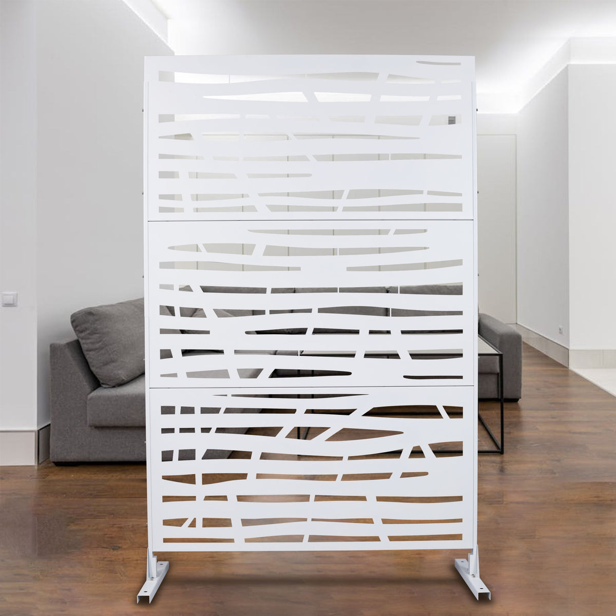 Metal Privacy Screen Room Divider with Durable Construction - Black, White, Dark Brown
