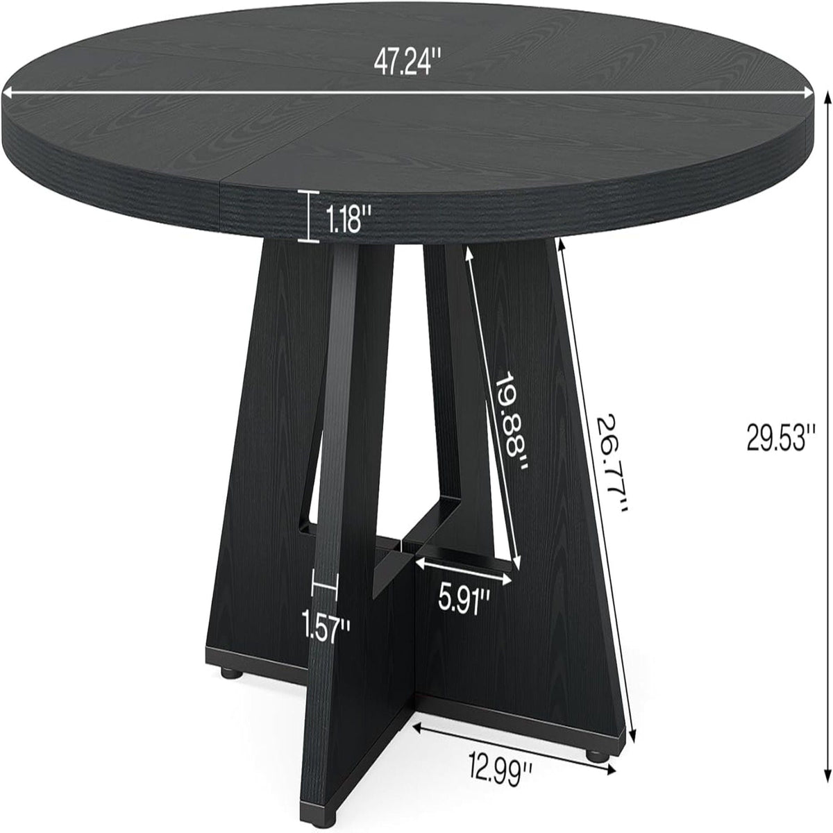 Round Dining Cross Base Kitchen Table with Engineered Wood - Assorted Colors