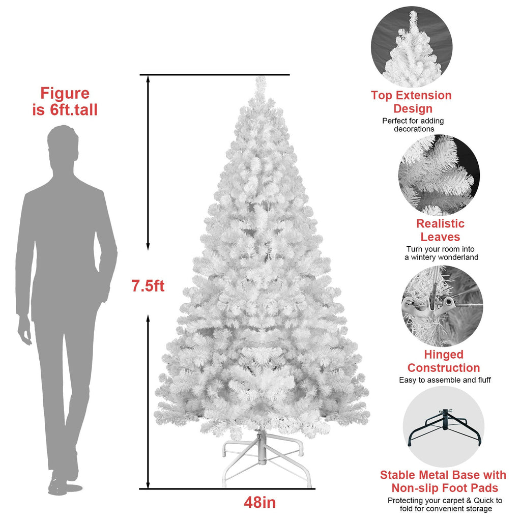 7ft White Christmas Tree with Memory Wire and 1064 Tips - White