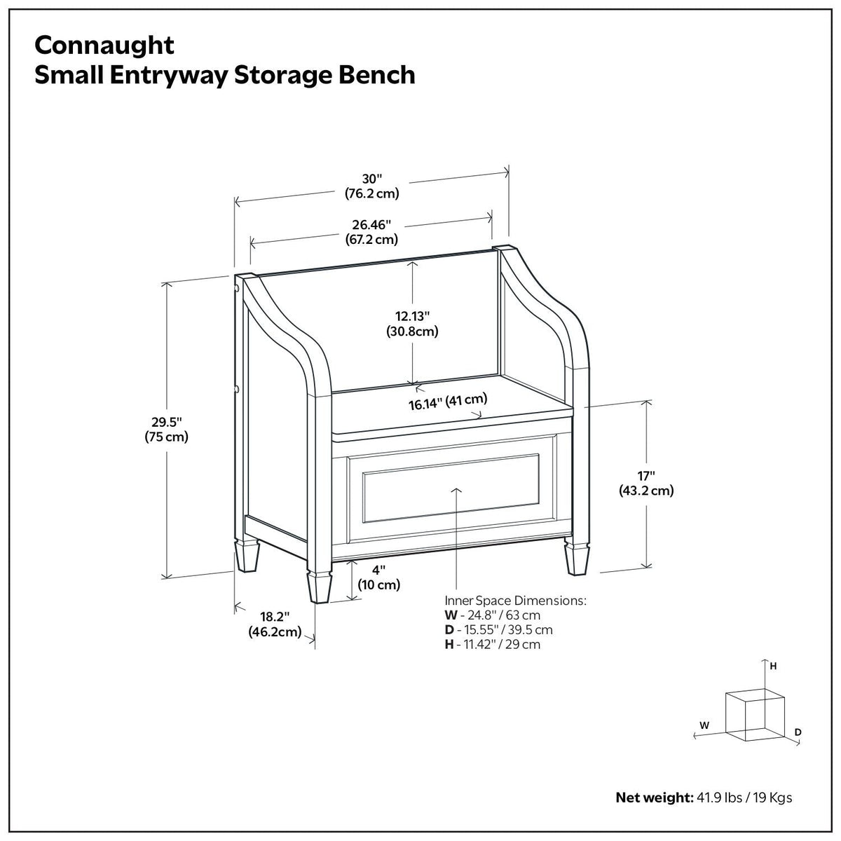 Connaught Storage Bench with Lift-Up Compartment - Multiple Colors