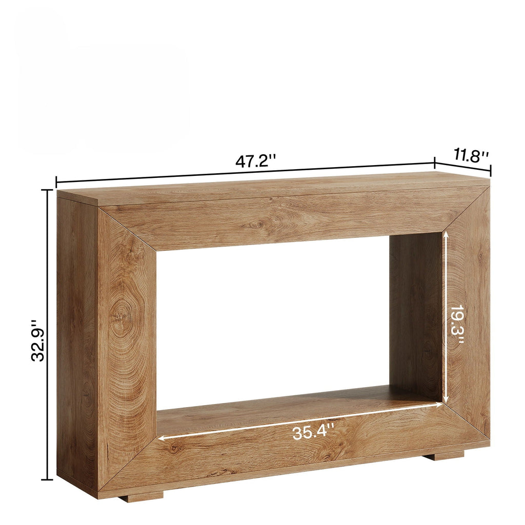 Narrow Entryway Storage Console Table with Open Shelf - Black, Dark Gray, Light Brown