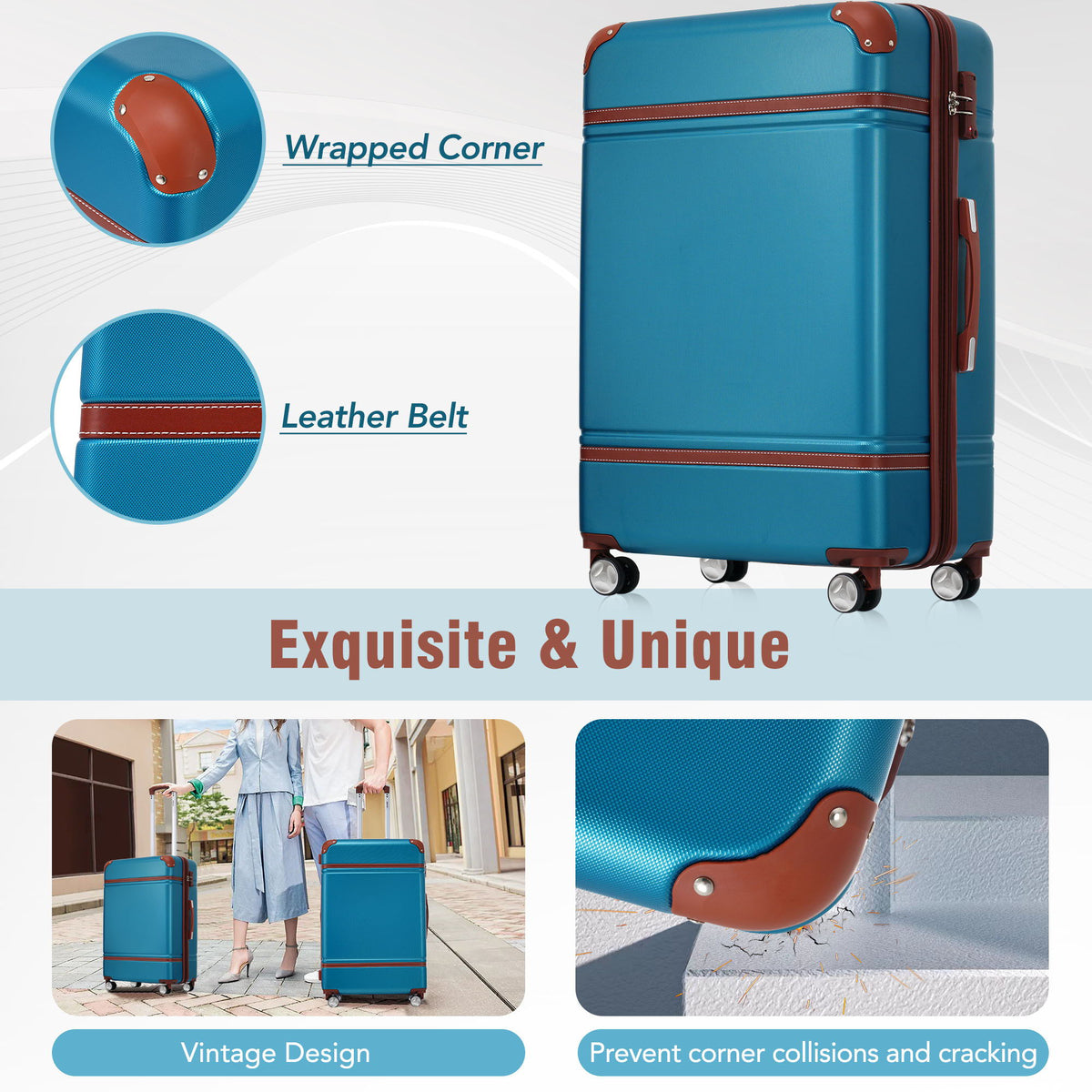 Hardshell Luggage Sets 4 Pieces with TSA Lock - Lightweight, Multiple Colors