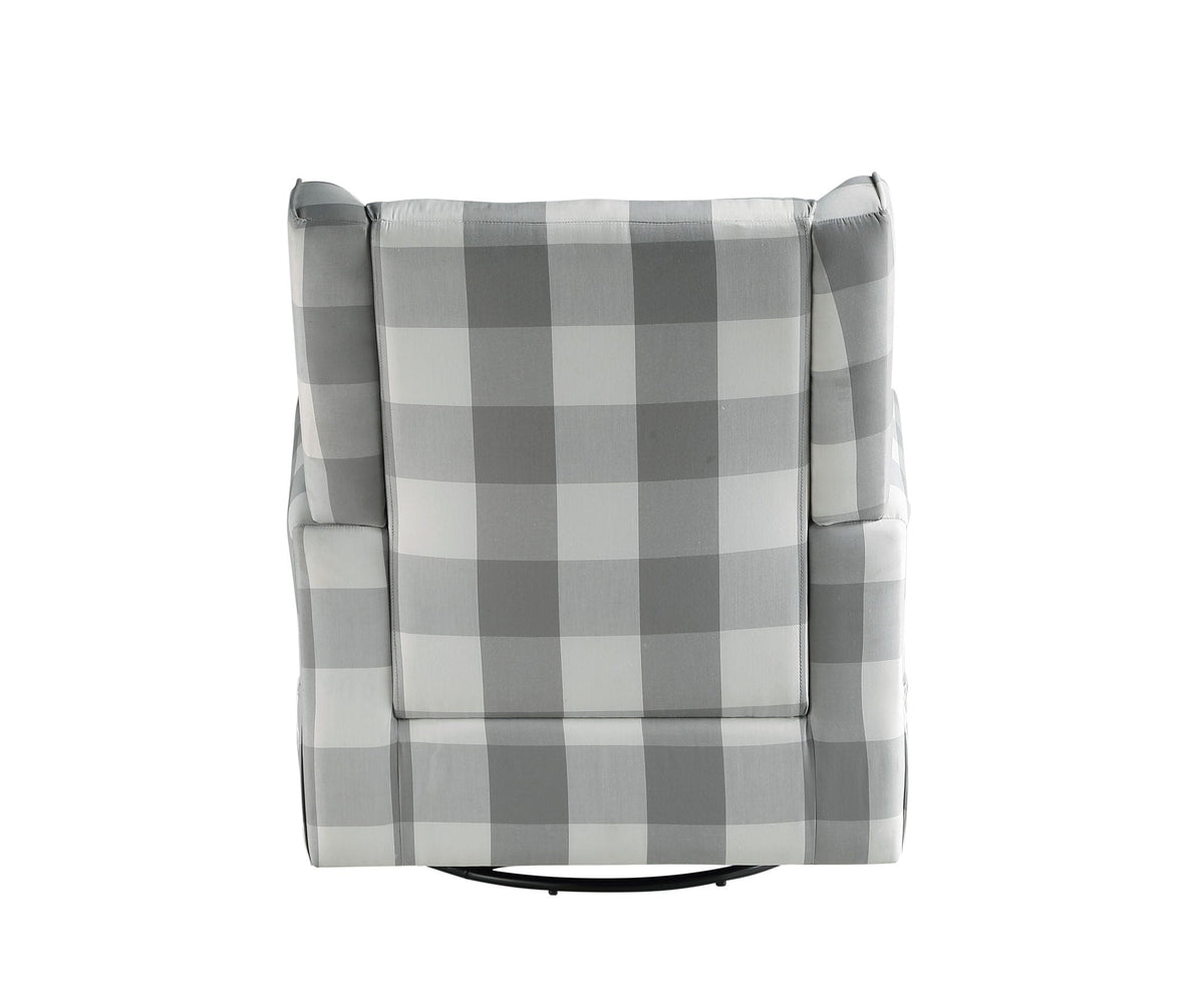 Gray and White Swivel Glider Chair with Side Pocket - Patli Collection
