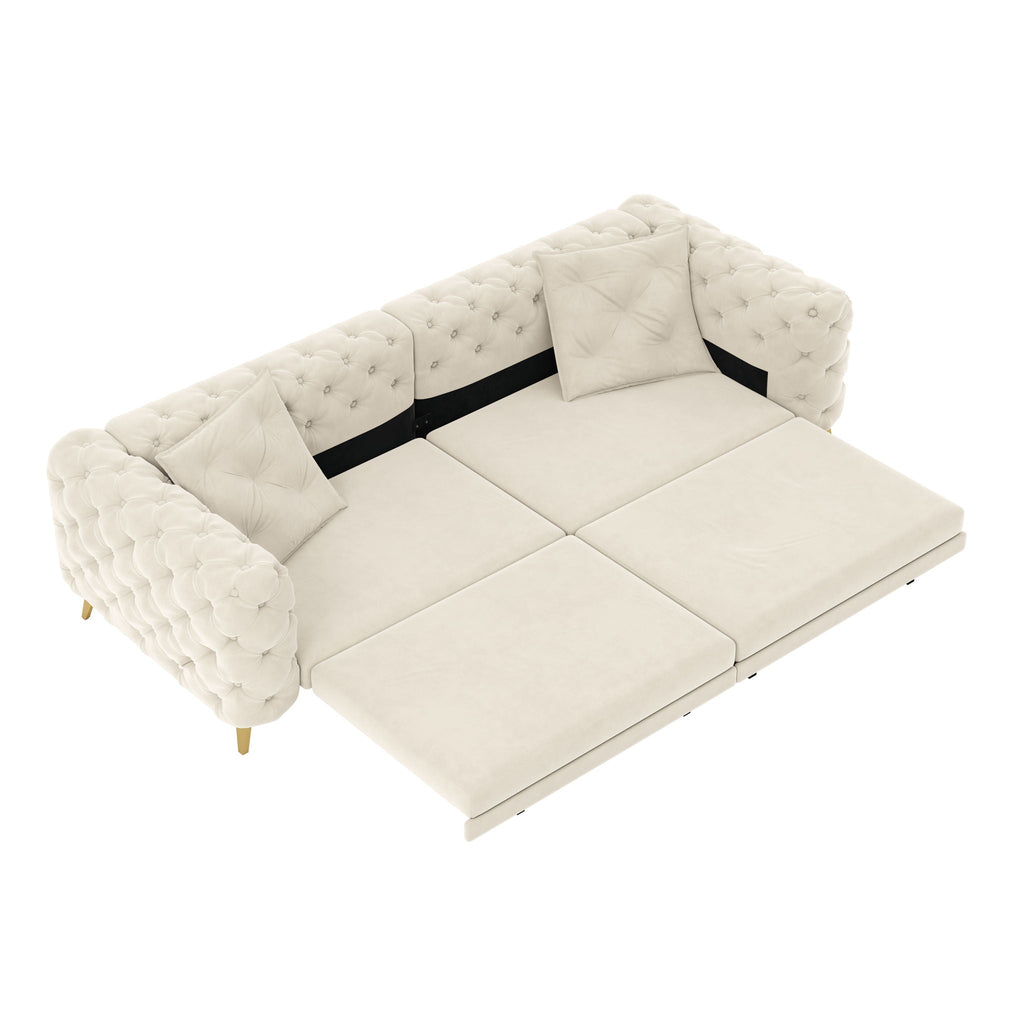 3-In-1 Convertible Sleeper Sofa Set with Deep Seat & Movable Ottoman - White, Beige, Gray