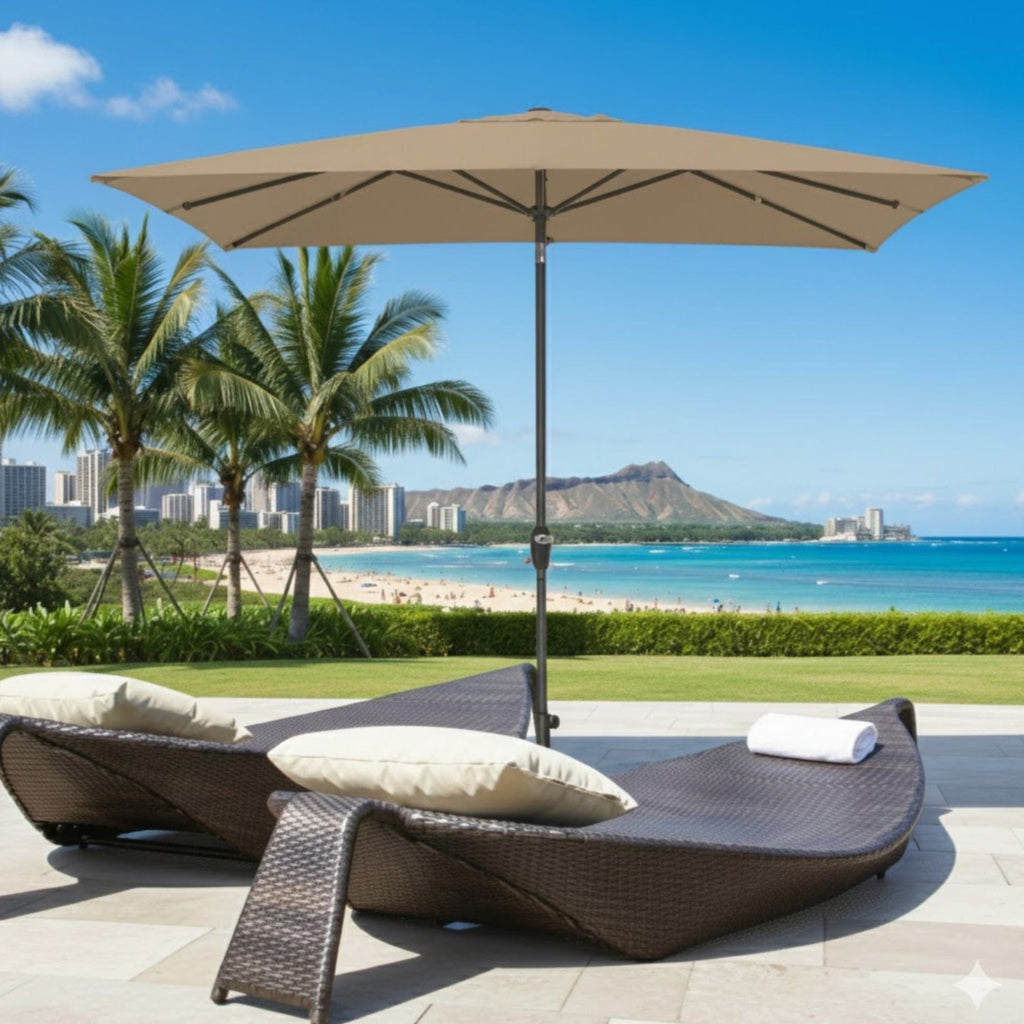 Rectangular Patio Umbrella with Crank Tilt - UV-Resistant Canopy