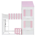 Full Over Full House Bunk Bed with Storage - Pink