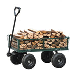 Green Outdoor Wagon Cart with Foldable Steel Frame - 550 lb Capacity