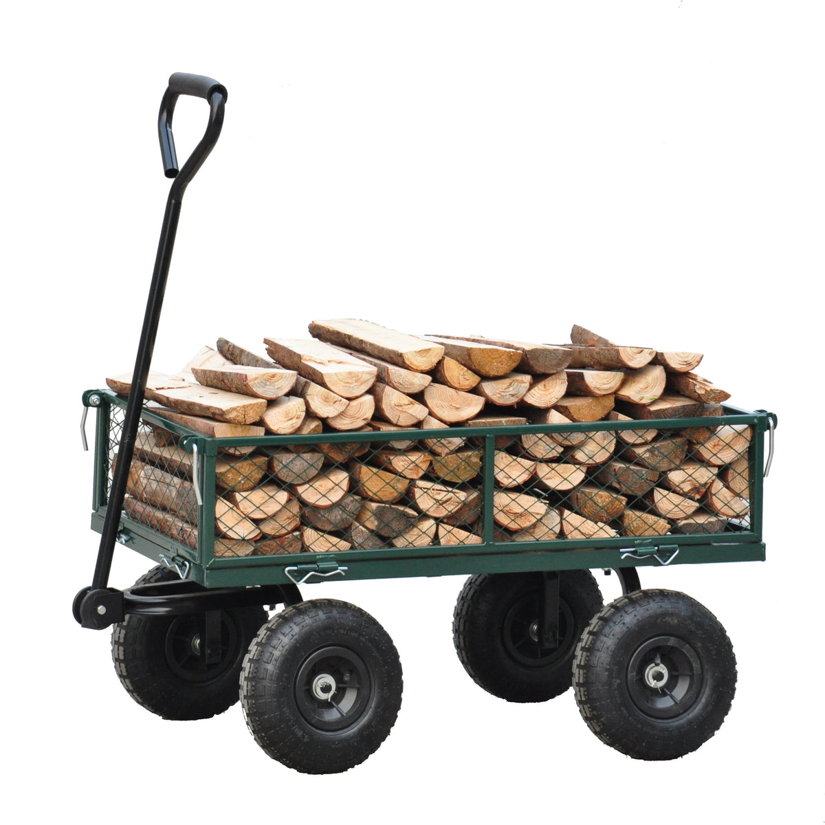 Green Outdoor Wagon Cart with Foldable Steel Frame - 550 lb Capacity