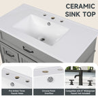 Bathroom Vanity With Sink and Drawers - Freestanding Solid Wood Cabinet