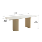 Stainless Steel Dining Table with Rock Plate and Woven Leather