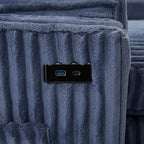 Convertible U-Shaped Sectional Sofa Bed with USB Ports and Storage – Black, Dark Gray, Blue