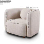 Japandi Style Accent Square Chair with Solid Wood Legs - Beige or White