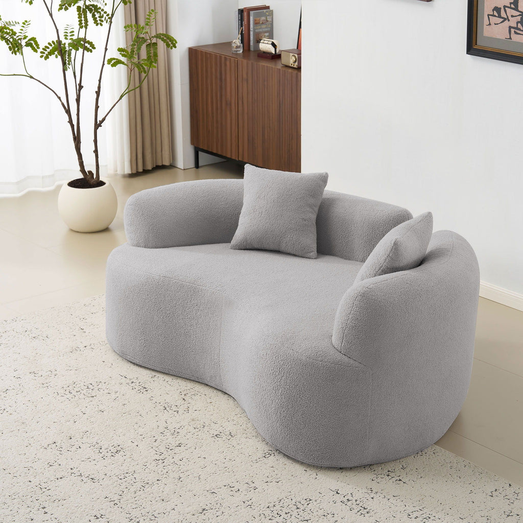 Modern Curved Loveseat with Medium-Firm Cushion - Gray or White