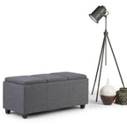 Avalon Upholstered Storage Ottoman with Flip-Over Serving Trays - Multiple Colors