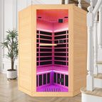 Canadian Hemlock Double Sauna with Bluetooth & LED Lights - Natural/Graphite