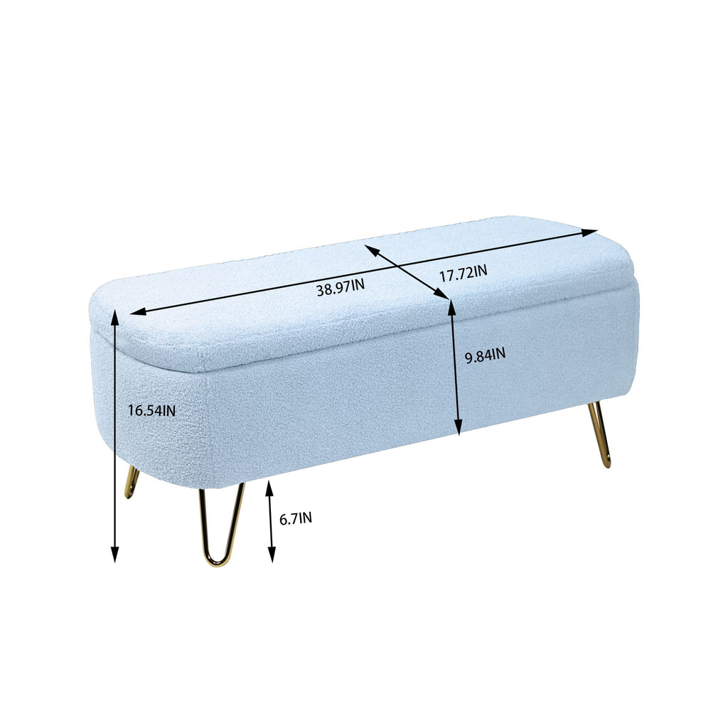 Faux Fur Storage Ottoman Bench with Padded Upholstery - Multiple Colors