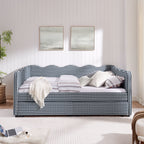 Gingham Daybed with USB Charging Port and Wave-Shaped Design - Multiple Colors