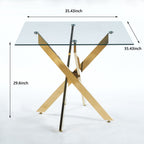 Modern Tempered Glass Dining Table with Cross Metal Legs - Multiple Colors