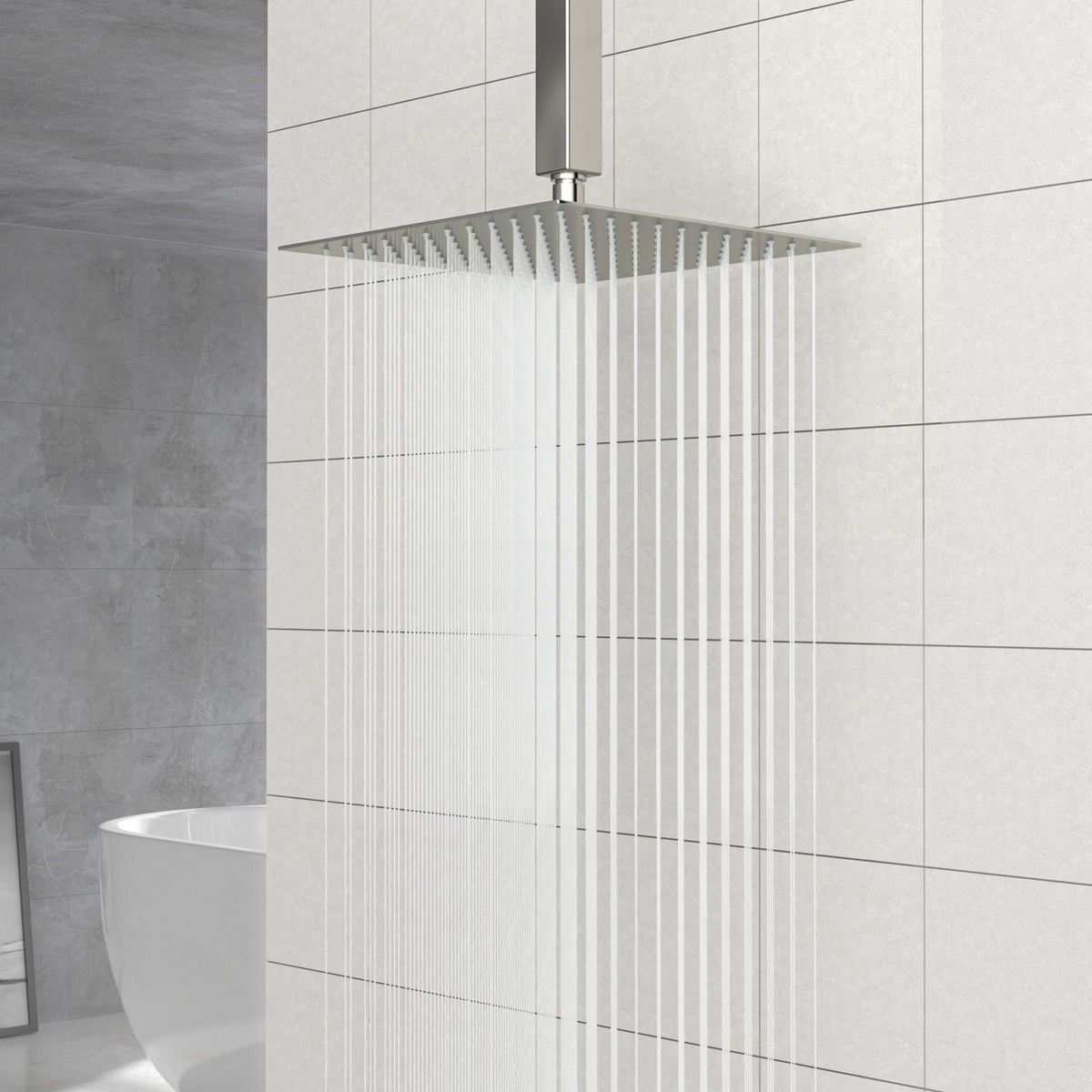 10" Square Rainfall Shower Head with 360° Adjustability – Multiple Colors