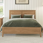 Modern Solid Wood King Size Platform Bed with Sturdy Wooden Slats Support