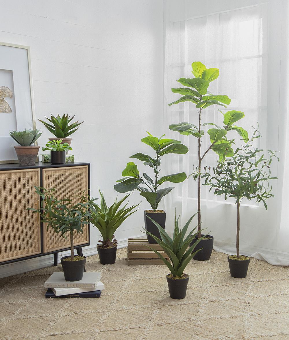 35" Artificial Fiddle-Leaf Fig Potted Plant with Realistic Green Leaves - Green