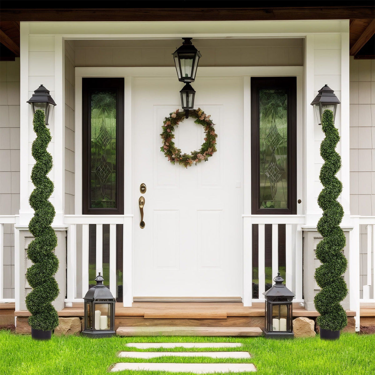 Artificial Outdoor UV Resistant Boxwood Topiary Spiral Tree - Green