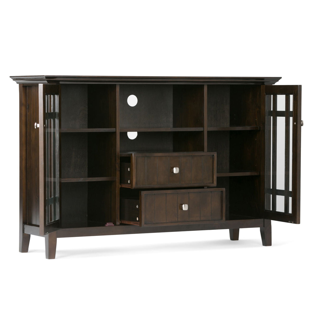 Handcrafted Tall TV Media Stand with Adjustable Storage - Dark Brown, Black, or White