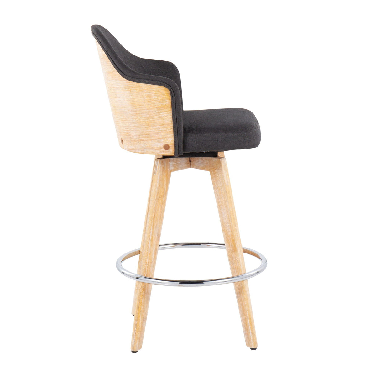 Contemporary Fixed Height Counter Stool with Bamboo Back & Swivel - Beige or Dark Gray
