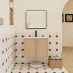 Floating Bathroom Vanity With Sink Combo with Soft-Close Doors - Brown or Light Brown