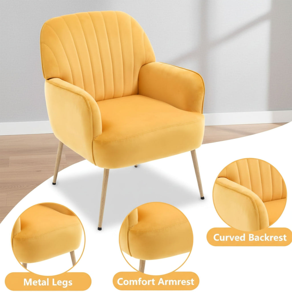 Upholstered Accent Armchair with Shell-Shaped Design - Multiple Colors