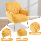 Upholstered Accent Armchair with Shell-Shaped Design - Multiple Colors
