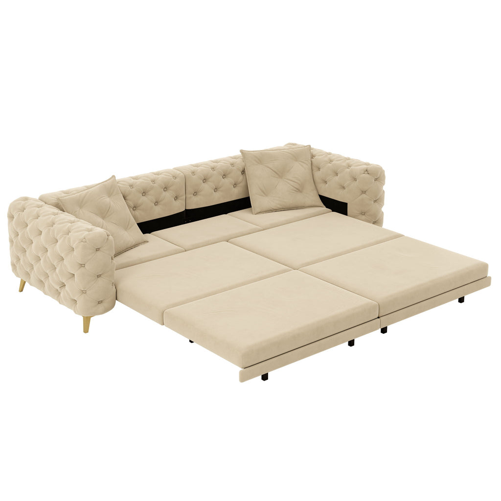 3-In-1 Convertible Sleeper Sofa Set with Deep Seat & Movable Ottoman - White, Beige, Gray