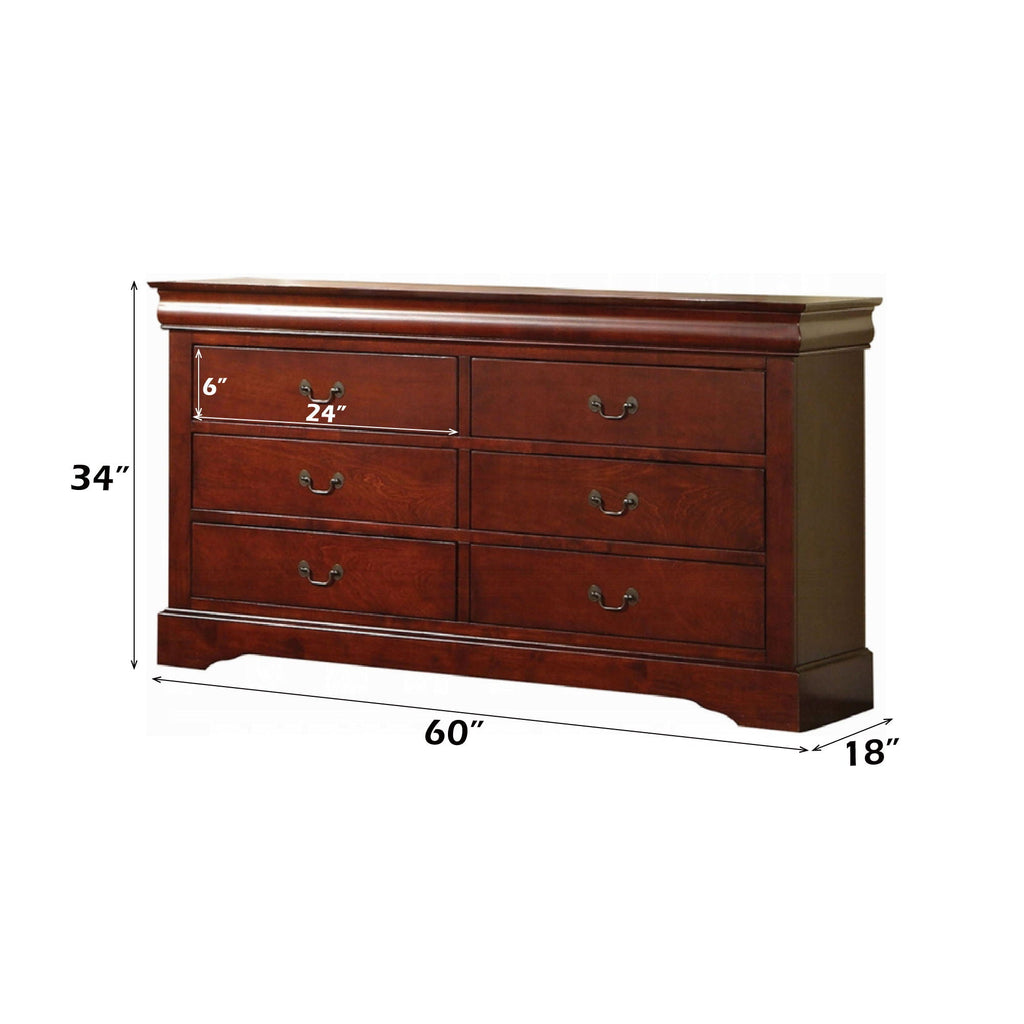 Louis Philippe III Dresser with Durable Wood Construction - Black or Dark Brown