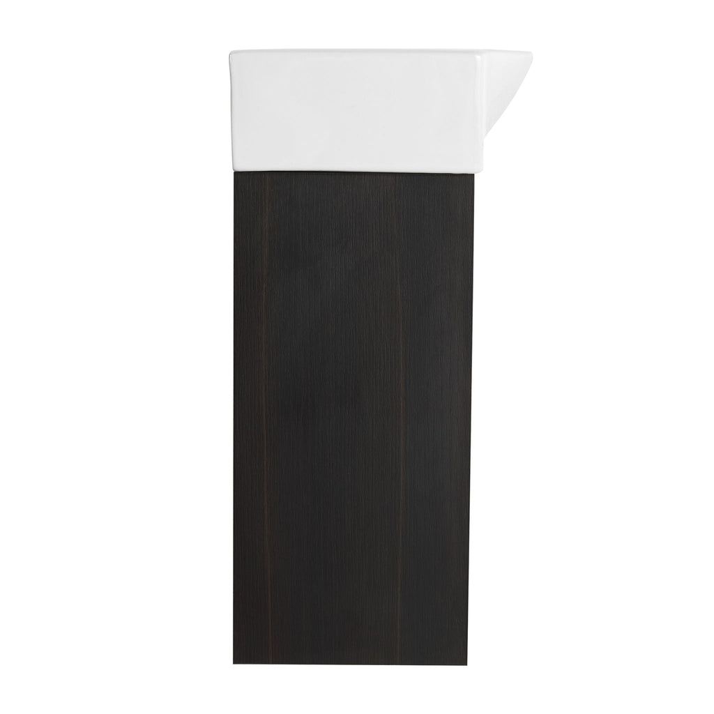 Modern Bathroom Vanity with Ceramic Basin and Storage Cabinet - Light Brown, Black, or White