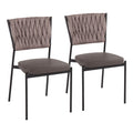 Braided Contemporary Chair Set with Padded Seat - Dark Gray or Blue