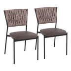 Braided Contemporary Chair Set with Padded Seat - Dark Gray or Blue