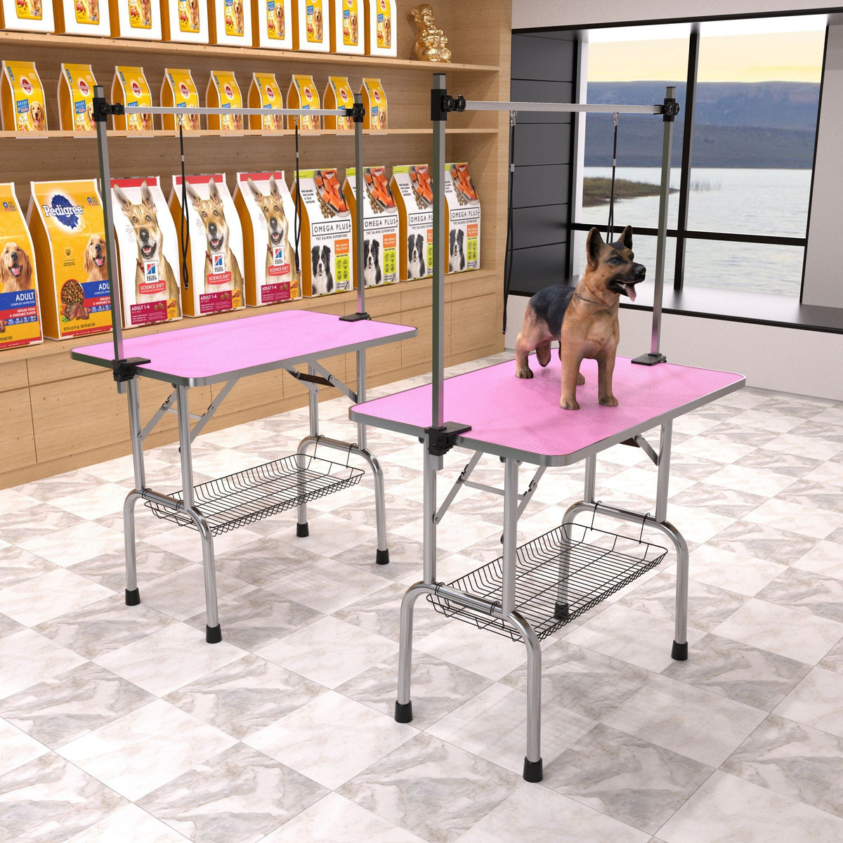 Folding Pet Grooming Table with Adjustable Arm - Multiple Colors