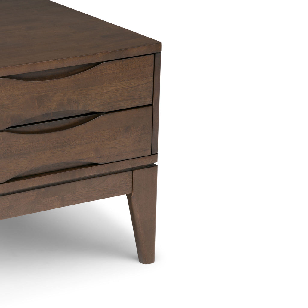 Handcrafted End Table with 2 Drawers - Light Brown, Dark Brown, or Black
