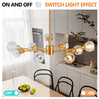 28" Modern Crystal Chandelier with 9 Lights - Golden