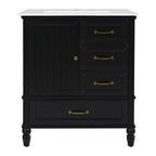 30" Bathroom Vanity with Sink and Soft-Close Drawers - White or Black