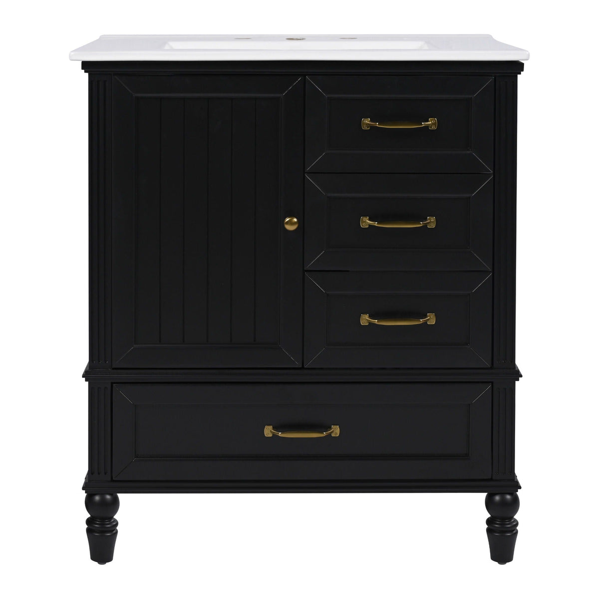 30" Bathroom Vanity with Sink and Soft-Close Drawers - White or Black