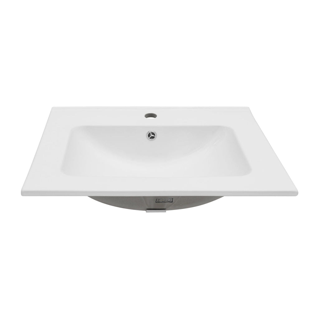 Rectangular Single Vanity Top with Overflow - White Ceramic