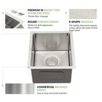 Modern Undermount Stainless Steel Kitchen Sink 16 Gauge, Deep Single Bowl - Gray