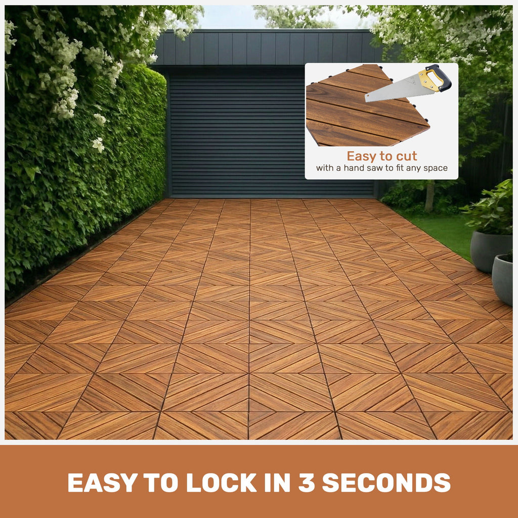 Light Brown Interlocking Deck Tiles with Diagonal Pattern - Outdoor 12" x 12"